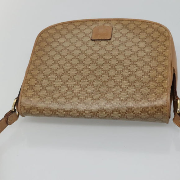 CELINE Macadam Canvas Shoulder Bag Beige Auth BA971