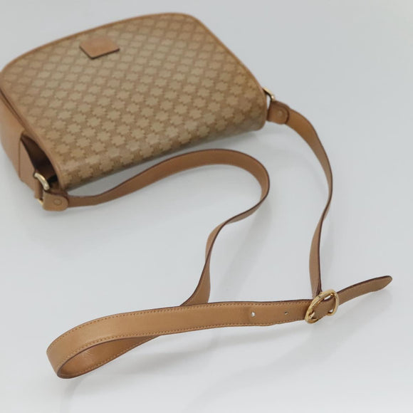 CELINE Macadam Canvas Shoulder Bag Beige Auth BA971