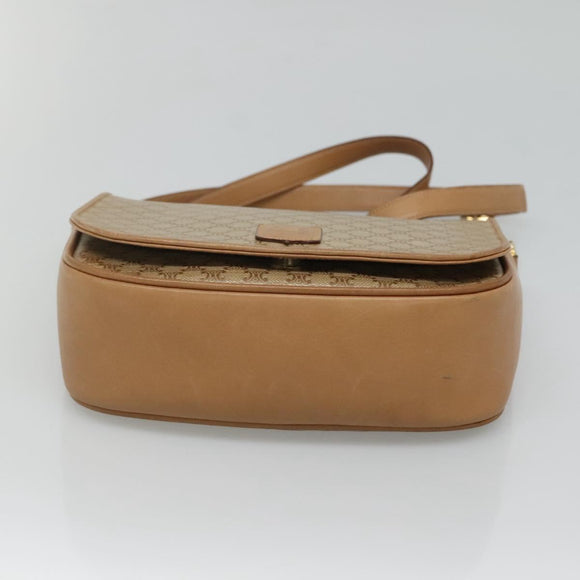 CELINE Macadam Canvas Shoulder Bag Beige Auth BA971