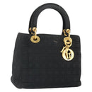 Christian Dior Canage Hand Bag Nylon Black Gold Auth BA9714-1