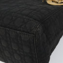 Christian Dior Canage Hand Bag Nylon Black Gold Auth BA9714-14