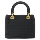 Christian Dior Canage Hand Bag Nylon Black Gold Auth BA9714-2