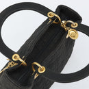 Christian Dior Canage Hand Bag Nylon Black Gold Auth BA9714-6