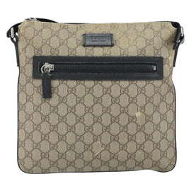 GUCCI GG Supreme Shoulder Bag PVC Beige Silver 406374 Auth BA9716 - 0