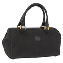 FENDI Pecan Canvas Hand Bag Black Brown gold Auth BA9717-1