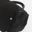 FENDI Pecan Canvas Hand Bag Black Brown gold Auth BA9717-14