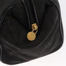 FENDI Pecan Canvas Hand Bag Black Brown gold Auth BA9717-17
