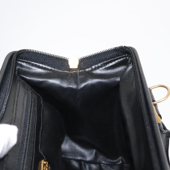 FENDI Pecan Canvas Hand Bag Black Brown gold Auth BA9717