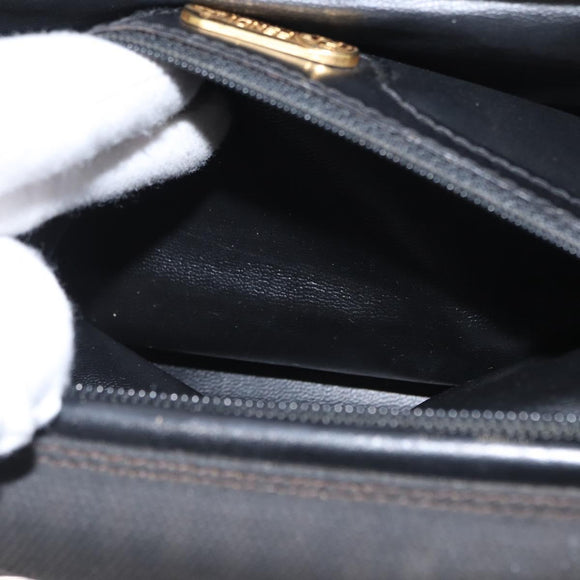 FENDI Pecan Canvas Hand Bag Black Brown gold Auth BA9717