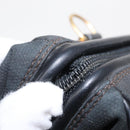 FENDI Pecan Canvas Hand Bag Black Brown gold Auth BA9717-10