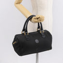 FENDI Pecan Canvas Hand Bag Black Brown gold Auth BA9717-23