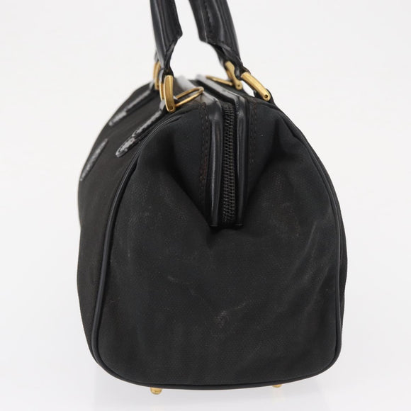 FENDI Pecan Canvas Hand Bag Black Brown gold Auth BA9717
