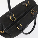 FENDI Pecan Canvas Hand Bag Black Brown gold Auth BA9717-6