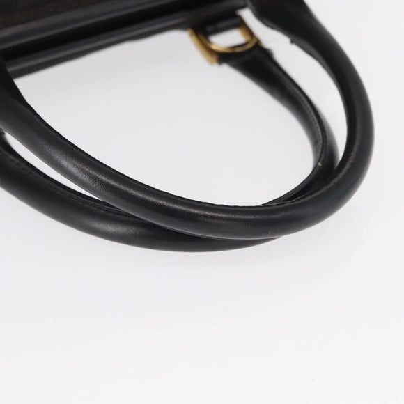 FENDI Pecan Canvas Hand Bag Black Brown gold Auth BA9717