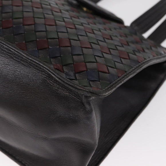 BOTTEGA VENETA INTRECCIATO Hand Bag Leather Brown Gold Auth BA9718