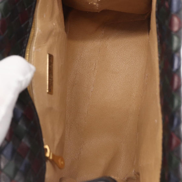BOTTEGA VENETA INTRECCIATO Hand Bag Leather Brown Gold Auth BA9718
