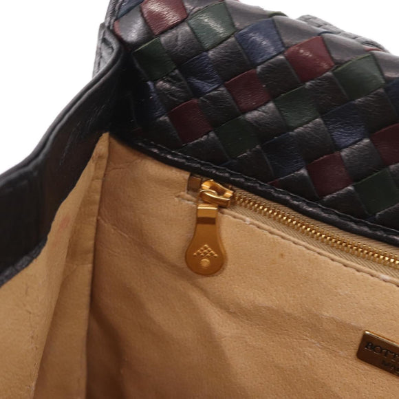 BOTTEGA VENETA INTRECCIATO Hand Bag Leather Brown Gold Auth BA9718
