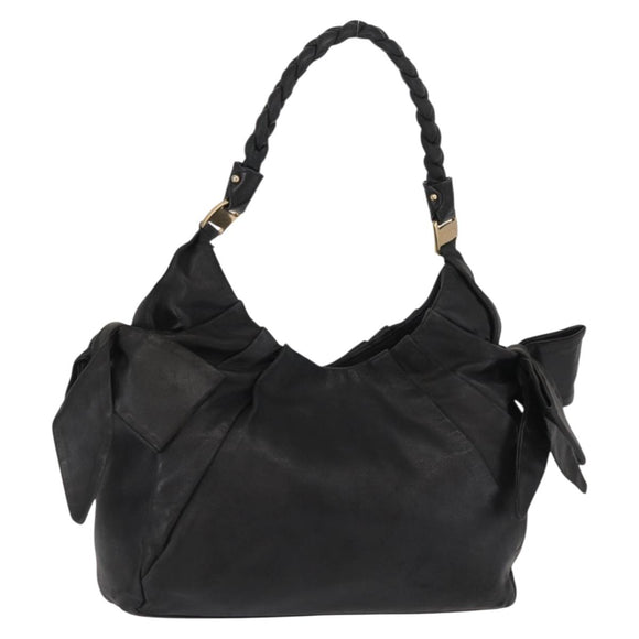 Salvatore Ferragamo Tote Bag Leather Black Gold Auth BA9720