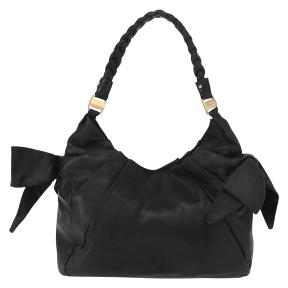 Salvatore Ferragamo Tote Bag Leather Black Gold Auth BA9720