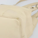 BVLGARI Tote Bag Leather Beige Silver Auth BA9722-10