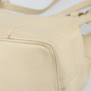 BVLGARI Tote Bag Leather Beige Silver Auth BA9722-12