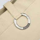 BVLGARI Tote Bag Leather Beige Silver Auth BA9722-14