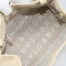 BVLGARI Tote Bag Leather Beige Silver Auth BA9722-17