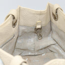 BVLGARI Tote Bag Leather Beige Silver Auth BA9722-18