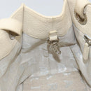 BVLGARI Tote Bag Leather Beige Silver Auth BA9722-19