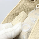 BVLGARI Tote Bag Leather Beige Silver Auth BA9722-22