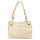 BVLGARI Tote Bag Leather Beige Silver Auth BA9722-3
