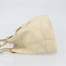 BVLGARI Tote Bag Leather Beige Silver Auth BA9722-5