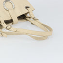 BVLGARI Tote Bag Leather Beige Silver Auth BA9722-7
