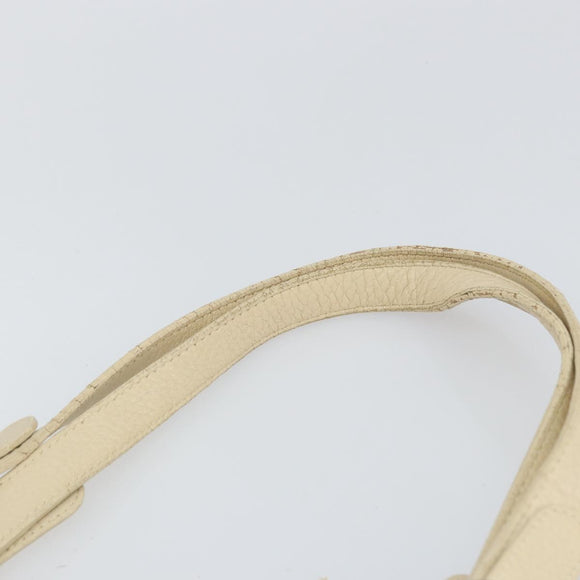 BVLGARI Tote Bag Leather Beige Silver Auth BA9722