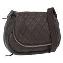 CHANEL Matelasse Shoulder Bag Nylon Brown Silver CC Auth BA9723-1