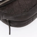 CHANEL Matelasse Shoulder Bag Nylon Brown Silver CC Auth BA9723-8