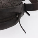 CHANEL Matelasse Shoulder Bag Nylon Brown Silver CC Auth BA9723-18