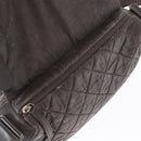 CHANEL Matelasse Shoulder Bag Nylon Brown Silver CC Auth BA9723-20