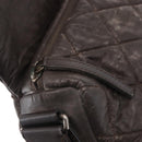 CHANEL Matelasse Shoulder Bag Nylon Brown Silver CC Auth BA9723-9