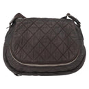 CHANEL Matelasse Shoulder Bag Nylon Brown Silver CC Auth BA9723-13
