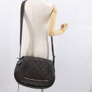 CHANEL Matelasse Shoulder Bag Nylon Brown Silver CC Auth BA9723-27