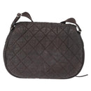CHANEL Matelasse Shoulder Bag Nylon Brown Silver CC Auth BA9723-2