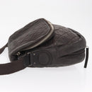 CHANEL Matelasse Shoulder Bag Nylon Brown Silver CC Auth BA9723-4