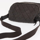 CHANEL Matelasse Shoulder Bag Nylon Brown Silver CC Auth BA9723-6