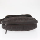 CHANEL Matelasse Shoulder Bag Nylon Brown Silver CC Auth BA9723-5