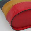 CELINE Shoulder Bag Leather Embossed Green Yellow Red Auth BA973-14