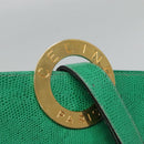 CELINE Shoulder Bag Leather Embossed Green Yellow Red Auth BA973-10