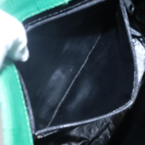 CELINE Shoulder Bag Leather Embossed Green Yellow Red Auth BA973