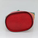 CELINE Shoulder Bag Leather Embossed Green Yellow Red Auth BA973-5