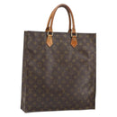 LOUIS VUITTON Monogram Sac Plat Hand Bag M51140 LV Auth BA9730-1